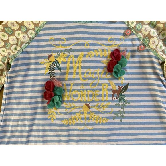 Matilda Jane Once Upon A Time Glimmer Knit Purple Green Floral Stripes Tunic 6 - Picture 3 of 7